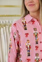 Scattered Nutcracker and Bow Button Up Top