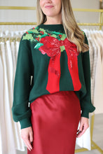 Dark Green and Red Wreath Around Neck Sweater