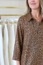 Golden Leopard Collard Bell Sleeve Dress