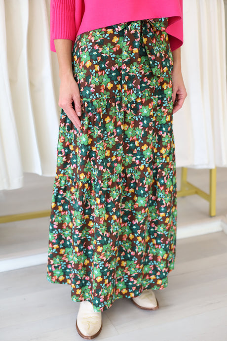 Floral Tie Maxi Skirt