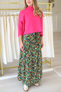 Floral Tie Maxi Skirt