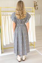 Lennon Dress, Navy Damask