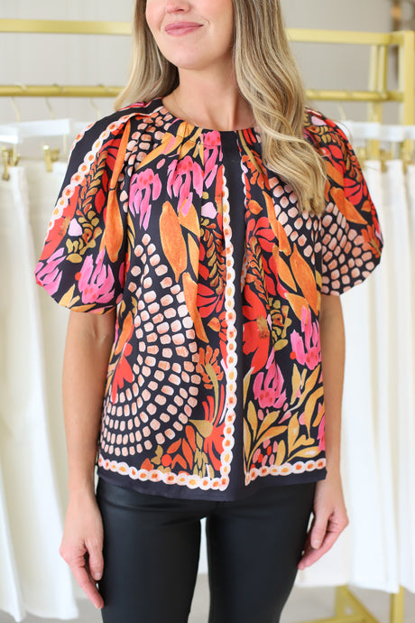 Paved Petals Scarf Print Top