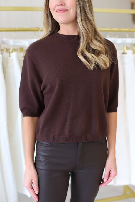Short Sleeve Sweater, Brown