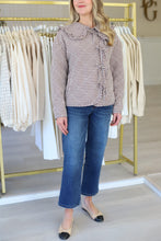 Gingham Check Collar Jacket, Brown