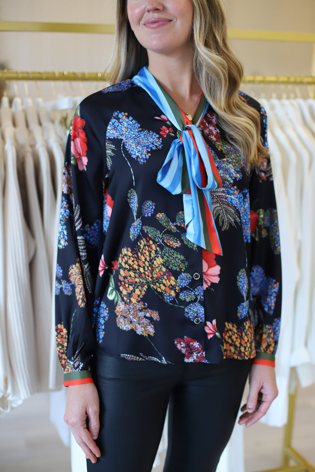 V-Neck Midnight Garden Blouse