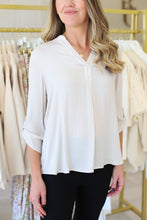 Tan Cuffed Button Blouse