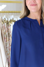 Ruched Neck Button Blouse, Oxford