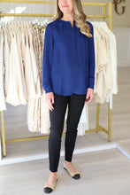 Ruched Neck Button Blouse, Oxford