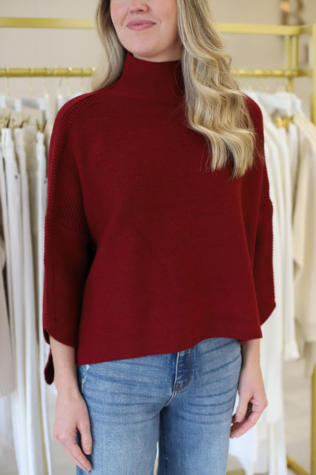 Boho Sweater, Cherry Red