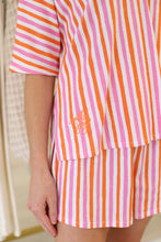 Pajama Short Set, Coral Pink Stripe