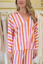 Pajama Pant Set, Coral Pink Stripe
