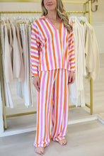 Pajama Pant Set, Coral Pink Stripe