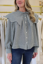 Gingham Peter Pan Collar Top, Hunter Green
