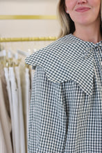 Gingham Peter Pan Collar Top, Hunter Green