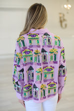 Purple & White Gingham Mardi Gras Porches Button Up Top