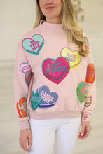 Pale Pink Multi Positive Hearts Mockneck Sweatshirt