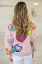 Pale Pink Multi Positive Hearts Mockneck Sweatshirt
