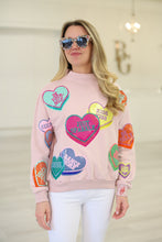 Pale Pink Multi Positive Hearts Mockneck Sweatshirt