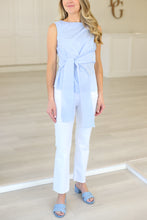 Blue Stripe Wrap Waist Top