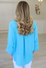 V-Neck Two Button Top, Ocean