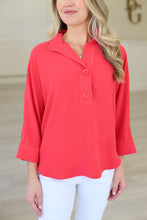V-Neck Two Button Top, Terracotta