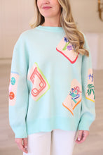 Light Blue Mahjong Tile Knit Sweater