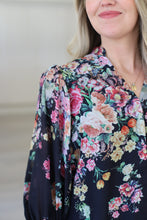 Bloom Noir Split V-Neck Blouse