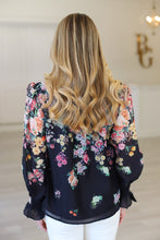 Bloom Noir Split V-Neck Blouse