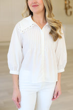 White Pin Tuck Collar Blouse