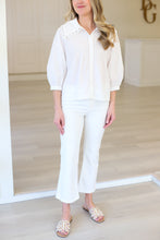 White Pin Tuck Collar Blouse