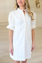 White Poplin Pleated Back Tie Dress