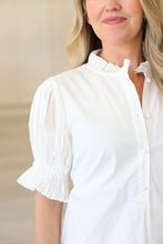 White Poplin Pleated Back Tie Dress