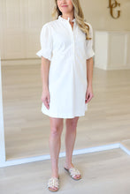 White Poplin Pleated Back Tie Dress