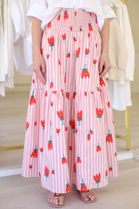 Stripe Poppy Signature Maxi Skirt