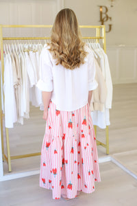 Stripe Poppy Signature Maxi Skirt