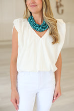 Solid Poplin V-Neck Bubble Top