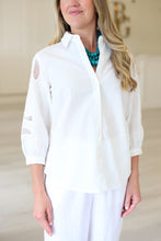 Embroidery White Button Up Top