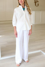 Embroidery White Button Up Top