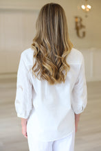 Embroidery White Button Up Top