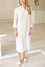 Linen Stripe Midi Dress