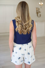 Marine Embroidered Linen Skort