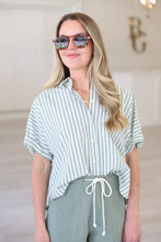 Striped Oversized Button Down Dolman