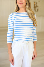 Rib Stripe 3/4 Boatneck