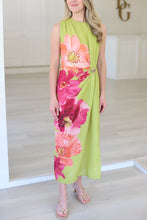 Chartreuse Floral Midi Dress