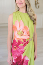 Chartreuse Floral Midi Dress