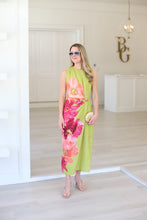 Chartreuse Floral Midi Dress