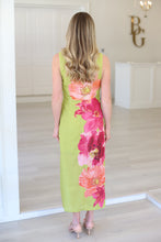 Chartreuse Floral Midi Dress