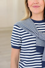 Navy Stripe Knit With Faux Cardi