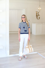 Navy Stripe Knit With Faux Cardi